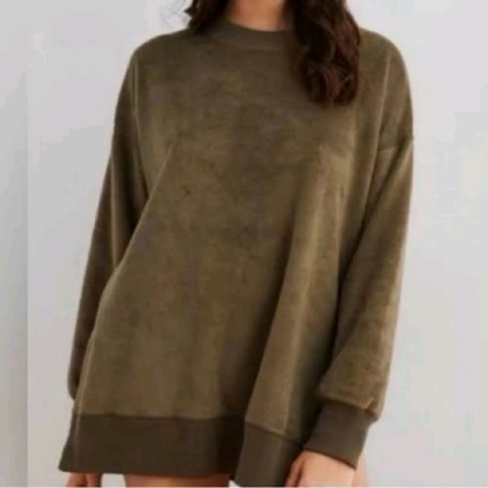 Aerie Oversized Olive Green Women's Fleece Loungewear Super Soft Size L